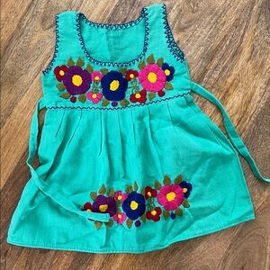 Turquoise Floral Embroidered Dress